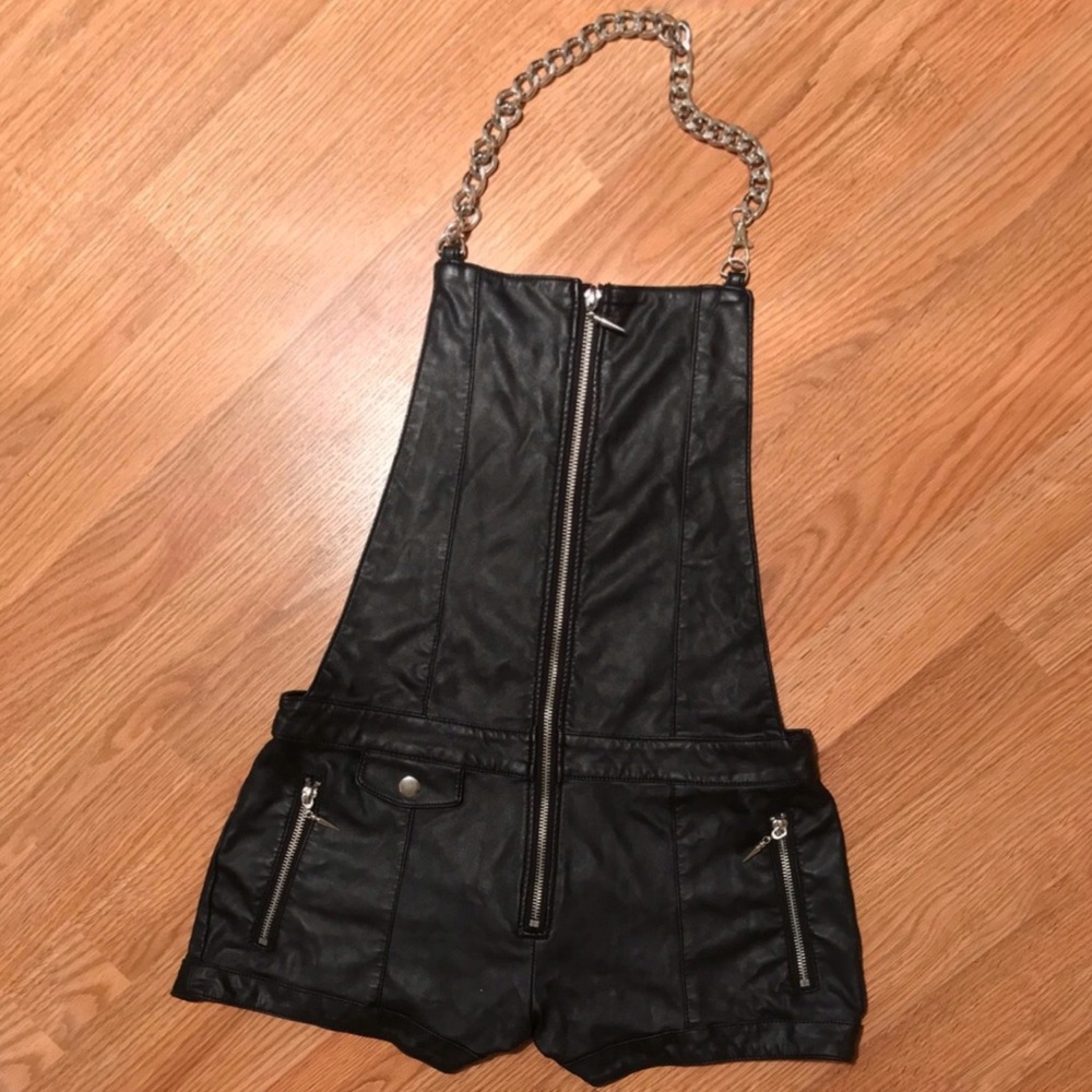 H&M Black leather overalls